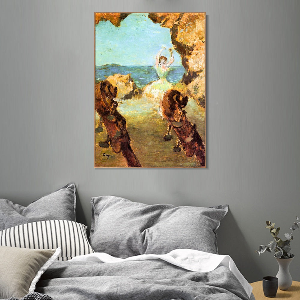 INVIN ART Framed Canvas Giclee Print Art Dancer on Stage by Edgar Degas Wall Art