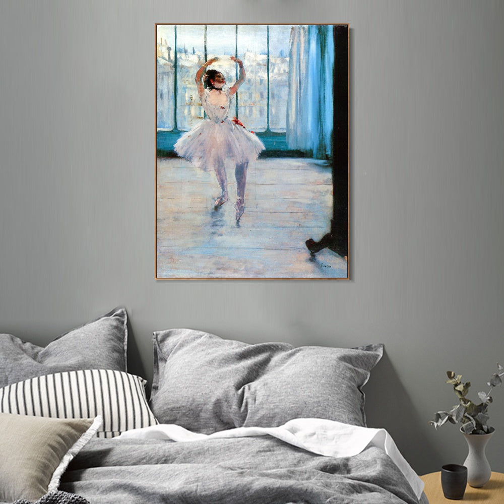 INVIN ART Framed Canvas Giclee Print Art Dancer Posing by Edgar Degas Wall Art