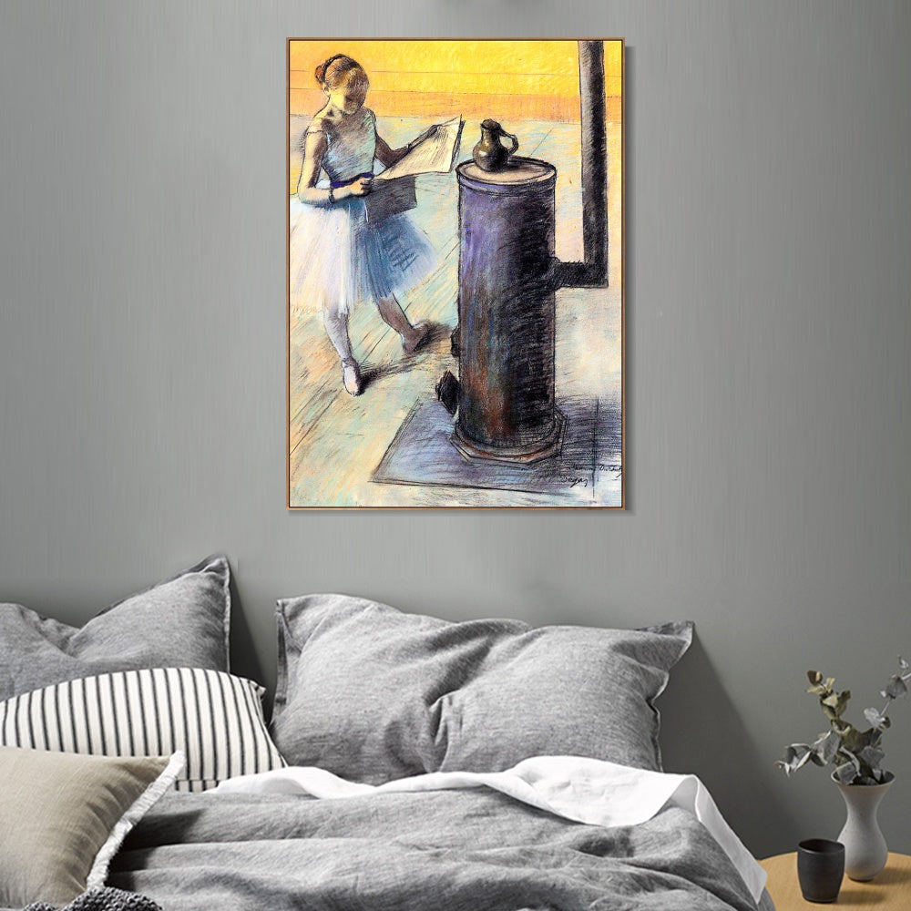 INVIN ART Framed Canvas Giclee Print Art Dancer Resting by Edgar Degas Wall Art