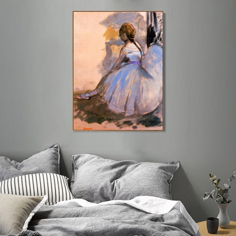 INVIN ART Framed Canvas Giclee Print Art Dancer Seated (study) by Edgar Degas Wall Art Living Room Home Office Decorations