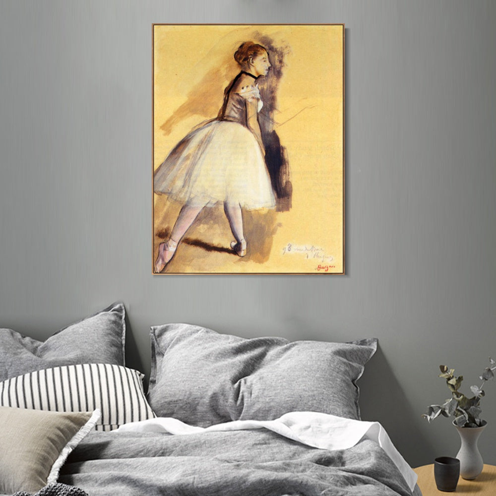 INVIN ART Framed Canvas Giclee Print Art Dancer Standing (study) 2 by Edgar Degas Wall Art