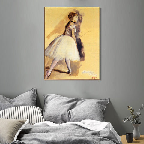 INVIN ART Framed Canvas Giclee Print Art Dancer Standing (study) 2 by Edgar Degas Wall Art Living Room Home Office Decorations