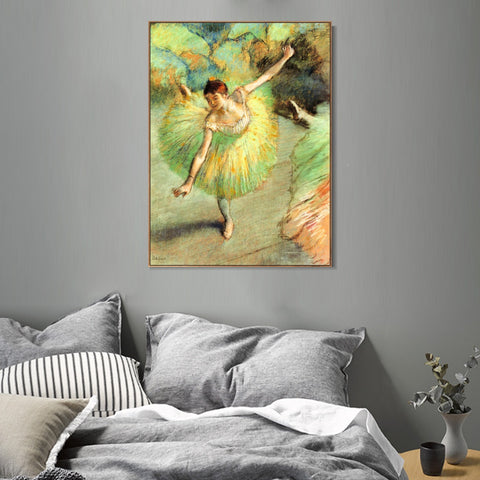 INVIN ART Framed Canvas Giclee Print Art Dancer Tilting by Edgar Degas Wall Art Living Room Home Office Decorations