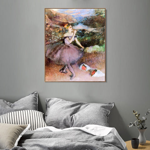 INVIN ART Framed Canvas Giclee Print Art Dancer with Bouquets by Edgar Degas Wall Art Living Room Home Office Decorations