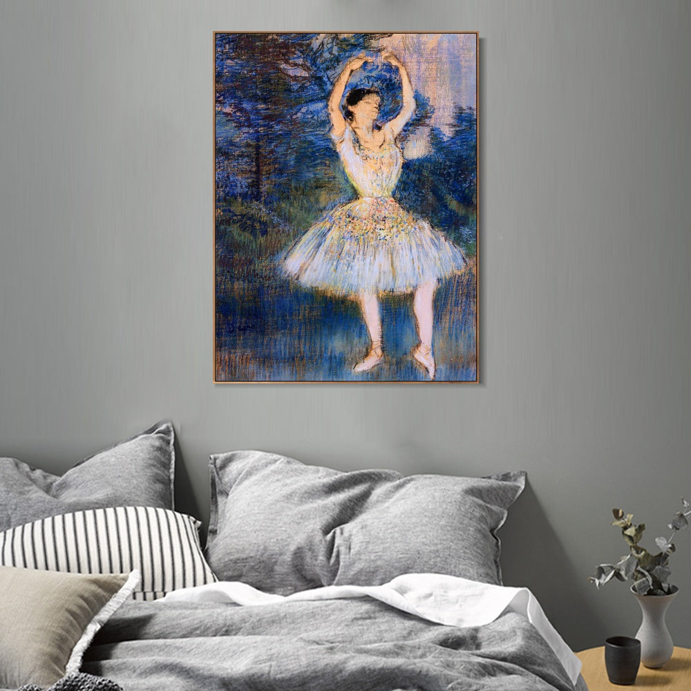 INVIN ART Framed Canvas Giclee Print Art Dancer with Raised Arms by Edgar Degas Wall Art