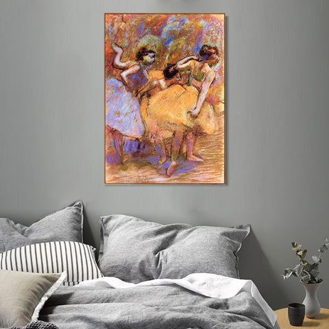 INVIN ART Framed Canvas Giclee Print Art Dancers,circa 1900 by Edgar Degas Wall Art Living Room Home Office Decorations