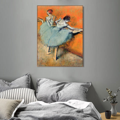 INVIN ART Framed Canvas Giclee Print Art Dancers at the Barre by Edgar Degas Wall Art Living Room Home Office Decorations