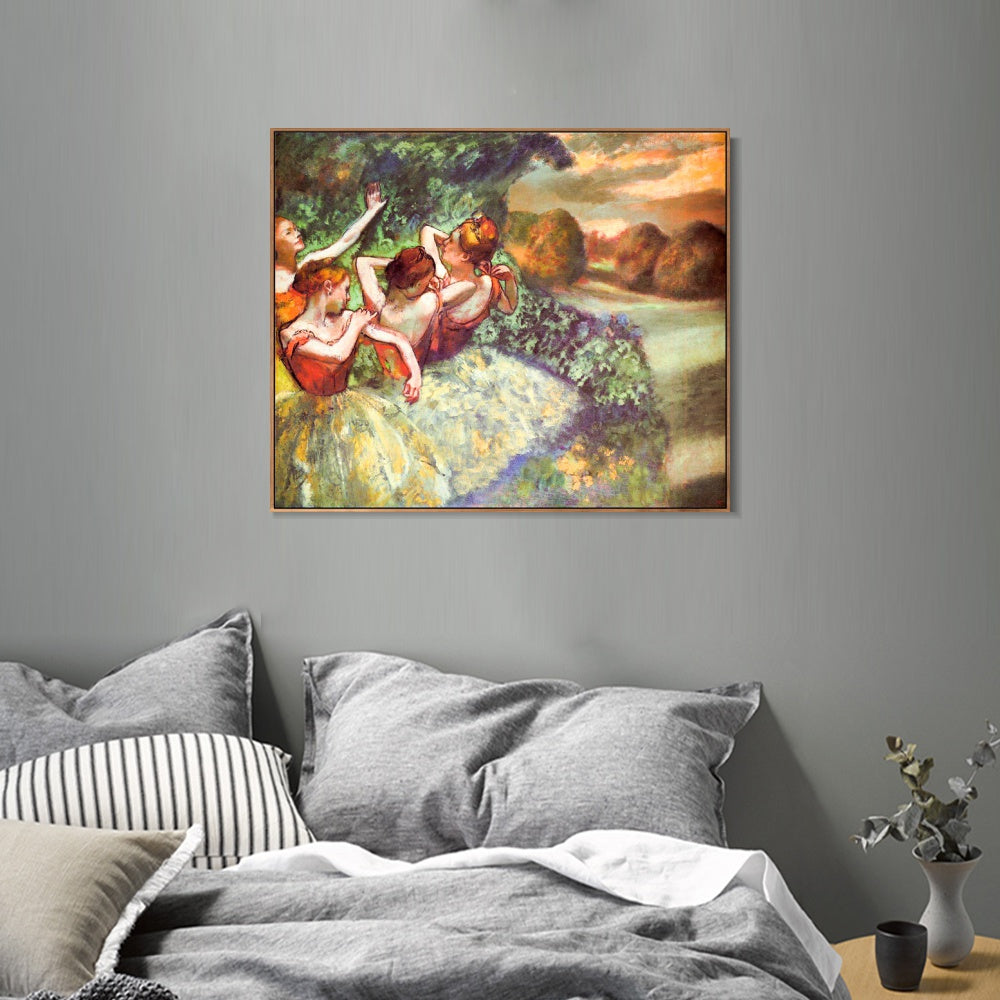 INVIN ART Framed Canvas Giclee Print Art Four Dancers, circa 1899 by Edgar Degas Wall Art