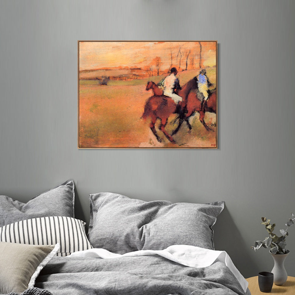 INVIN ART Framed Canvas Giclee Print Art Horses and Jockeys,circa 1886-1990 by Edgar Degas Wall Art