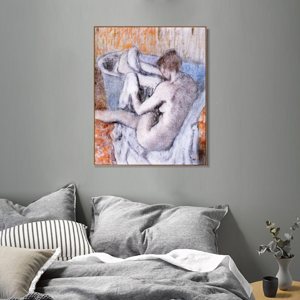 INVIN ART Framed Canvas Giclee Print Art La Toilette apres le Bain,1886-1890 by Edgar Degas Wall Art