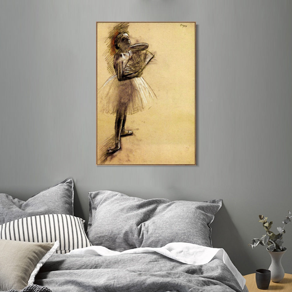 INVIN ART Framed Canvas Giclee Print Art Dancer with a Fan - 1880 by Edgar Degas Wall Art