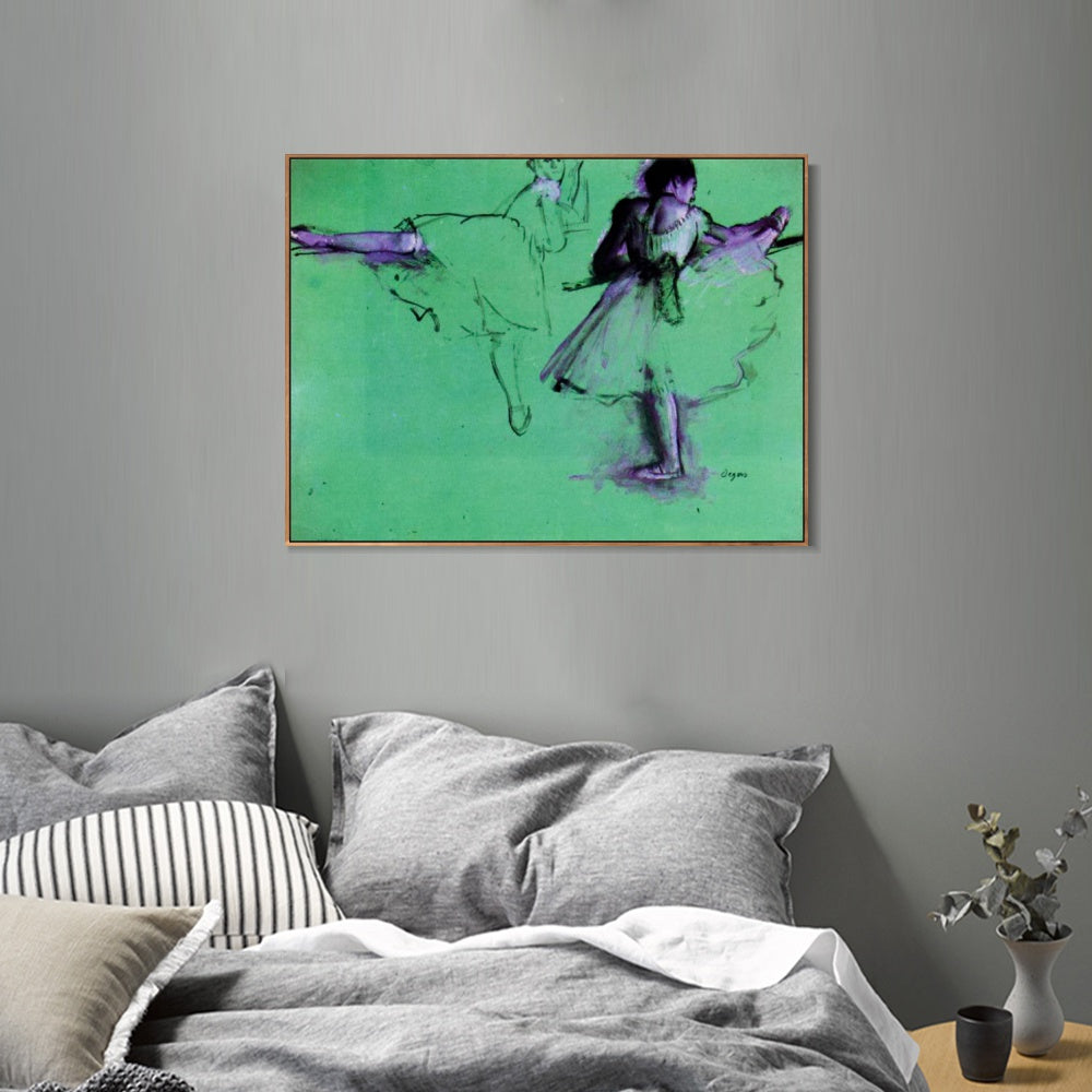 INVIN ART Framed Canvas Giclee Print Art Dancers at the Barre - circa 1873 by Edgar Degas Wall Art