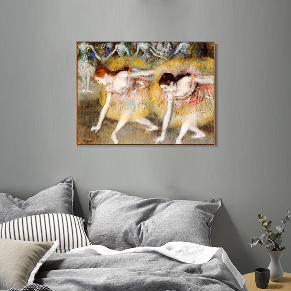 INVIN ART Framed Canvas Giclee Print Art Dancers Bending Down by Edgar Degas Wall Art