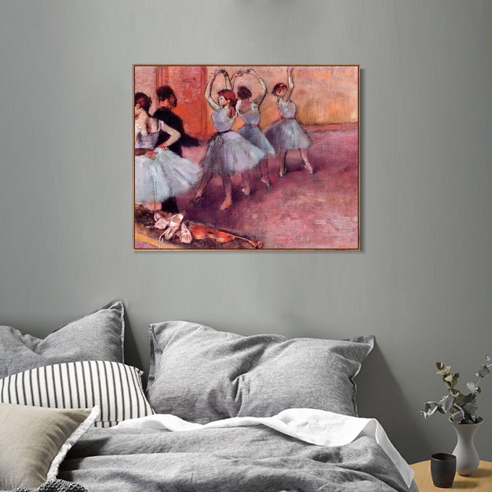 INVIN ART Framed Canvas Giclee Print Art Dancers in Light Blue by Edgar Degas Wall Art