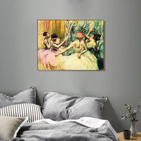 INVIN ART Framed Canvas Giclee Print Art Dancers in the Wings,1897-1901 by Edgar Degas Wall Art Living Room Home Office Decorations