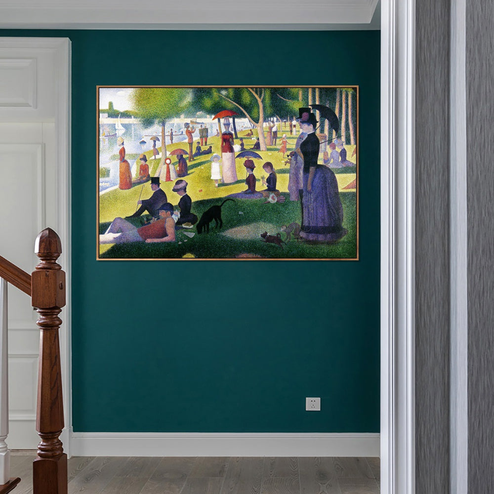 INVIN ART Framed Canvas Giclee Print Art A Sunday Afternoon on the Island of La Grande Jatte by Georges Seurat Wall Art Living Room Home Office Decorations