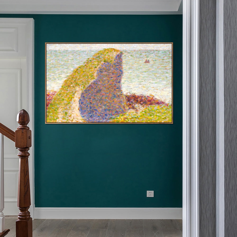 INVIN ART Framed Canvas Giclee Print Art Le Bec du Hoc ¨¤ Grandcamp by Georges Seurat Wall Art Living Room Home Office Decorations