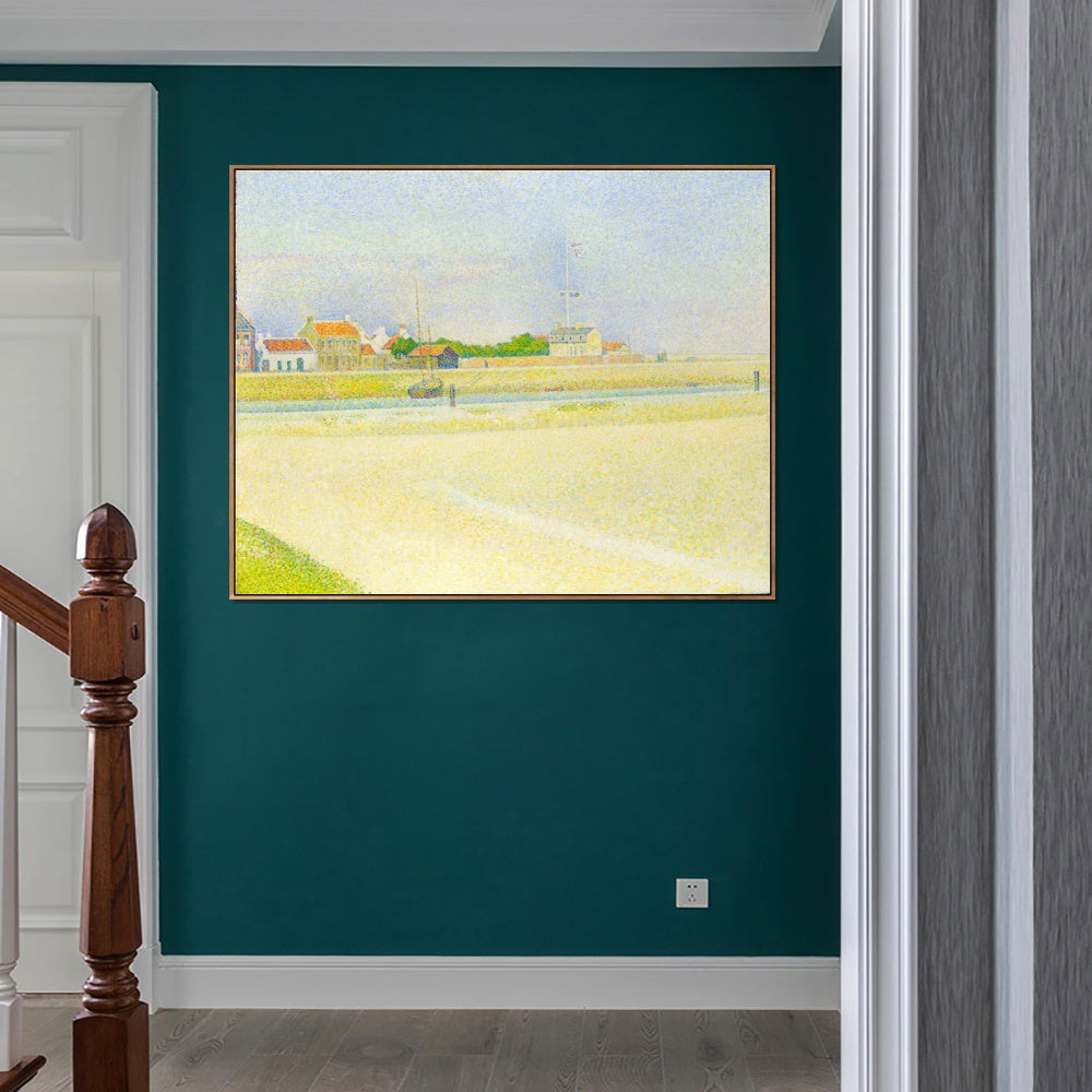 INVIN ART Framed Canvas Giclee Print Art Der Kanal von Gravelines, Grand Fort-Philippe by Georges Seurat Wall Art Living Room Home Office Decorations
