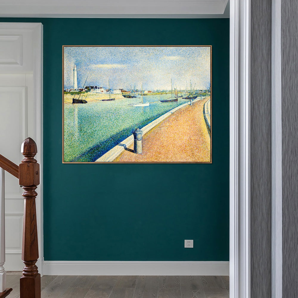 INVIN ART Framed Canvas Giclee Print Art Der Kanal von Gravelines, Petit-Fort-Philippe by Georges Seurat Wall Art Living Room Home Office Decorations