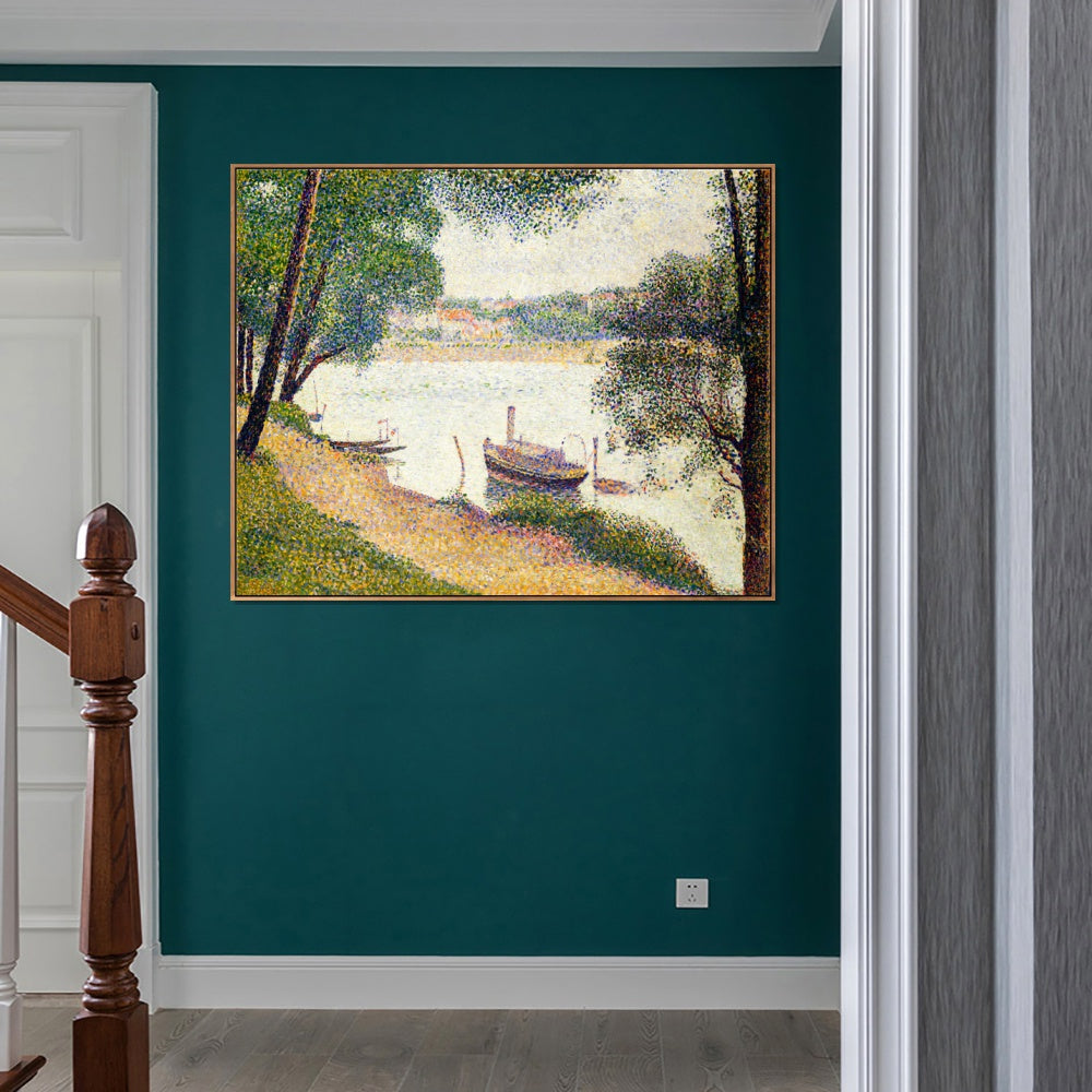 INVIN ART Framed Canvas Giclee Print Art Gray weather, Grande Jatte by Georges Seurat Wall Art Living Room Home Office Decorations