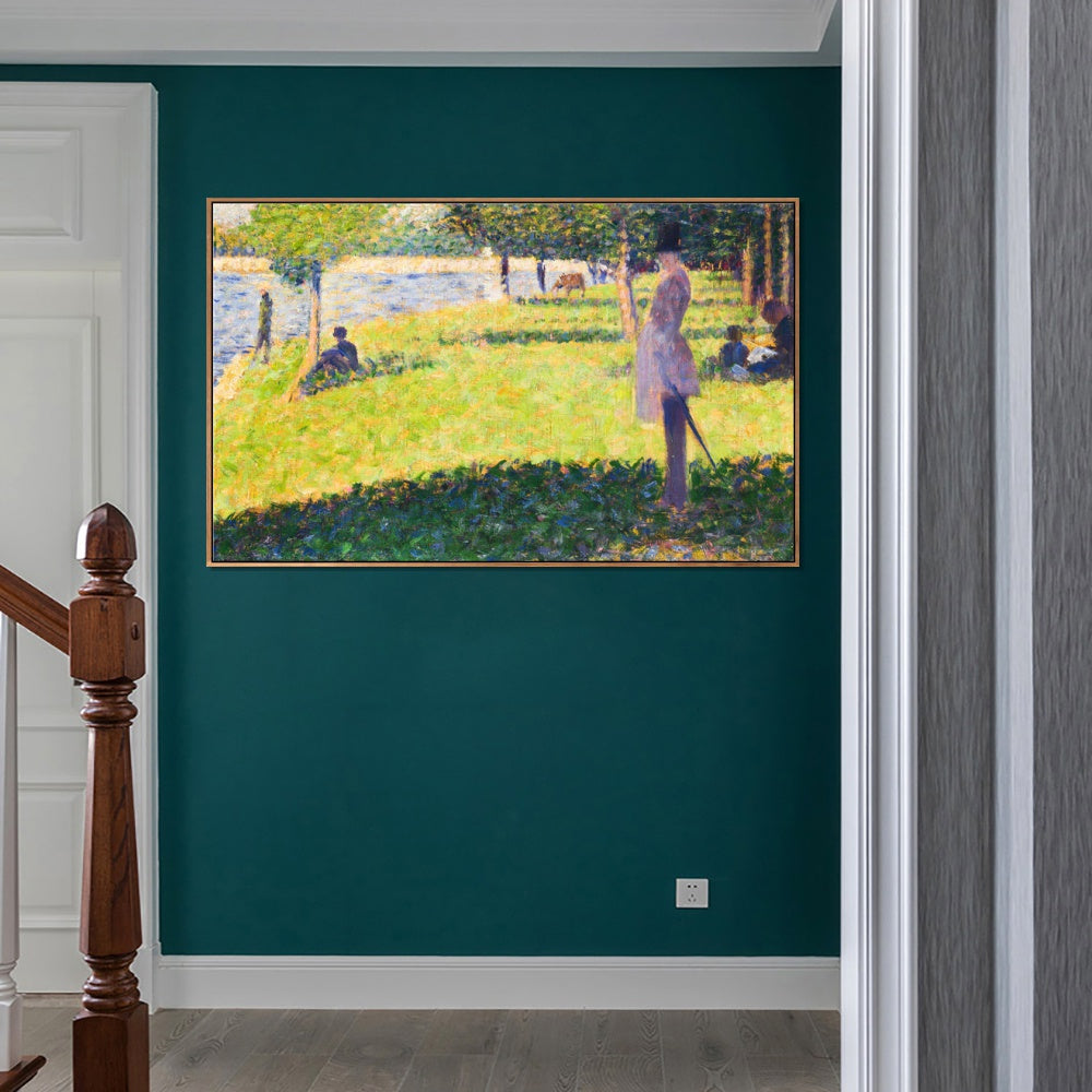 INVIN ART Framed Canvas Giclee Print Art Series#015 by Georges Seurat Wall Art Living Room Home Office Decorations