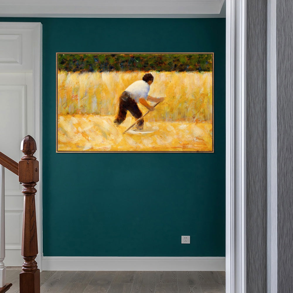 INVIN ART Framed Canvas Giclee Print Art Le Faucheur by Georges Seurat Wall Art Living Room Home Office Decorations