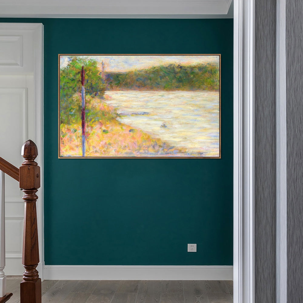 INVIN ART Framed Canvas Giclee Print Art Series#039 by Georges Seurat Wall Art Living Room Home Office Decorations