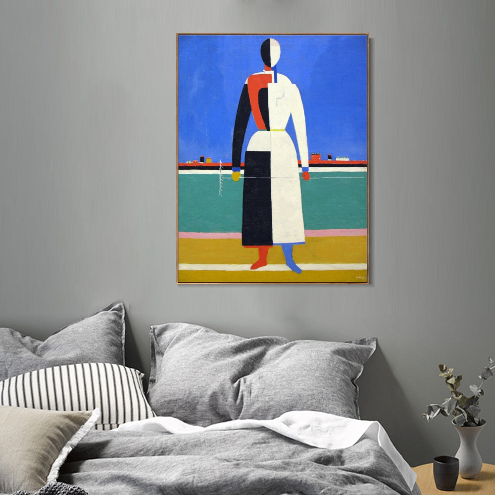 INVIN ART Framed Canvas Giclee Print Art Woman with rake,1928 by Kasimir Malevich Wall Art Living Room Home Office Decorations