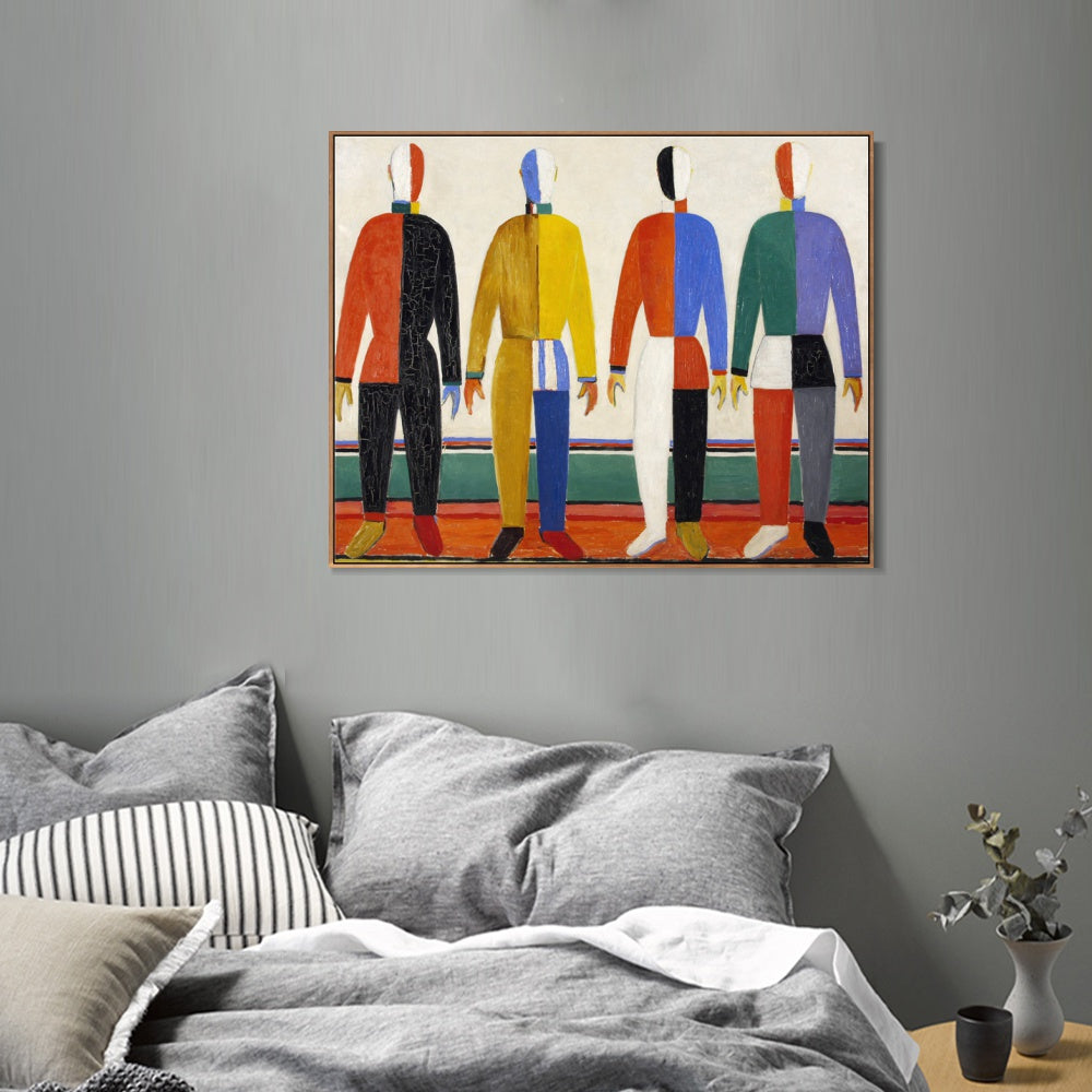 INVIN ART Framed Canvas Giclee Print Art Sportsmen by Kasimir Malevich Wall Art Living Room Home Office Decorations