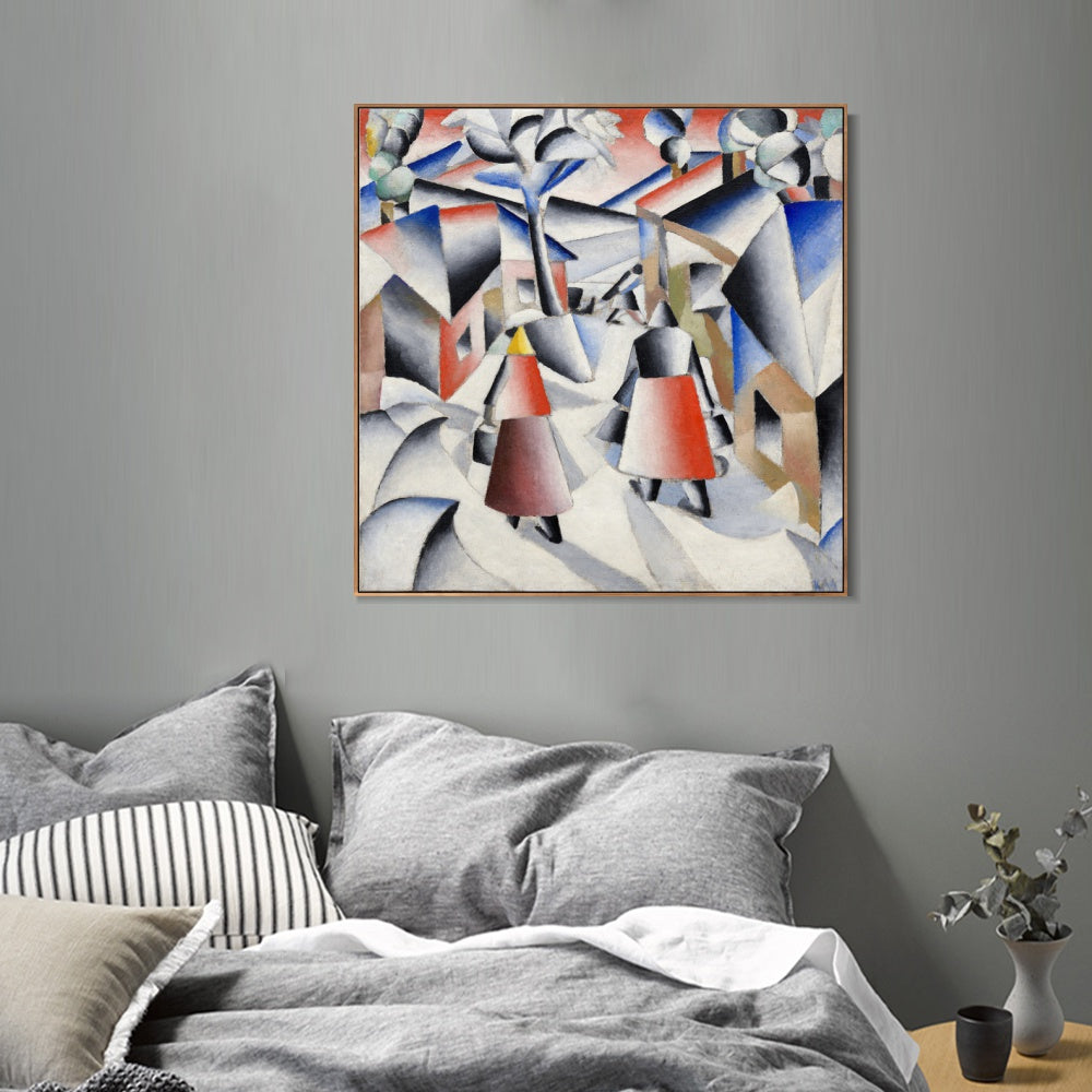 INVIN ART Framed Canvas Giclee Print Art Morning in The Country After Snowstorm by Kasimir Malevich Wall Art Living Room Home Office Decorations