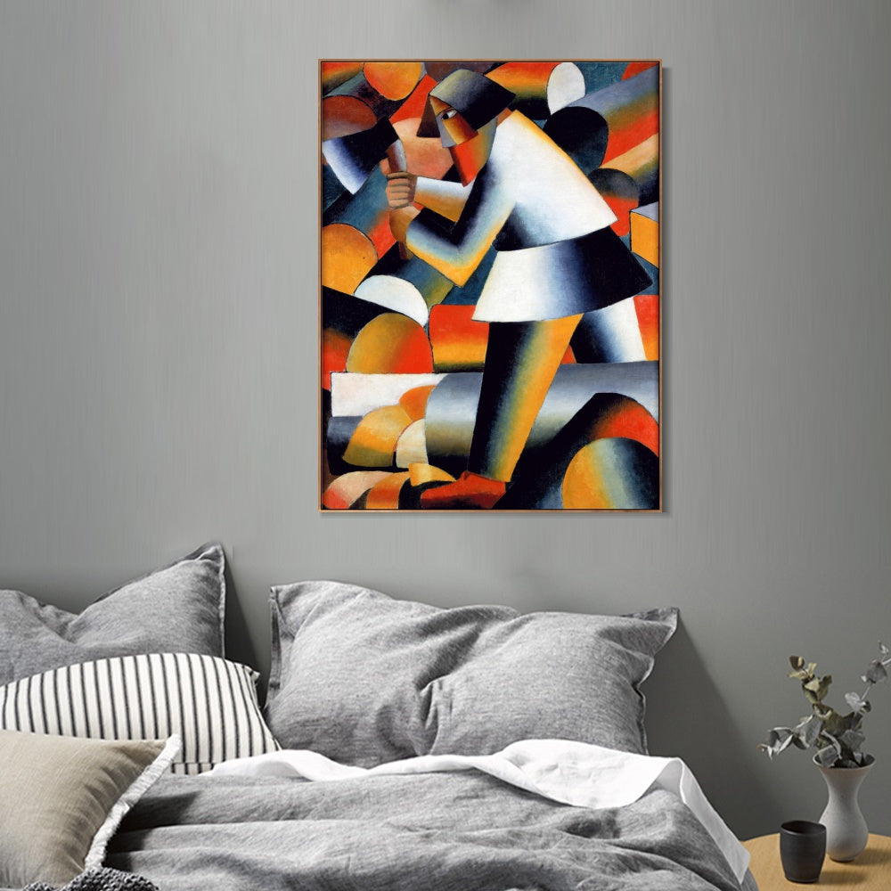 INVIN ART Framed Canvas Giclee Print Art Woodcutter by Kasimir Malevich Wall Art Living Room Home Office Decorations