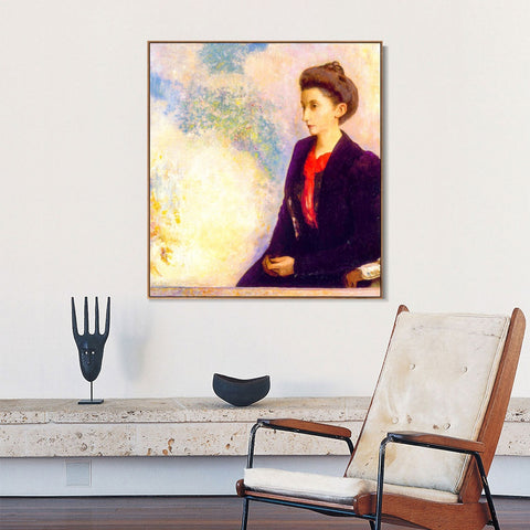 INVIN ART Framed Canvas Baroness Robert de Domecy by Odilon Redon Wall Art Living Room Home Office Decorations