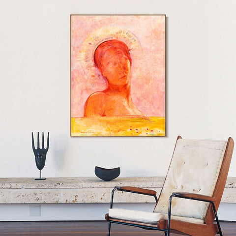 INVIN ART Framed Canvas Closed Eyes by Odilon Redon Wall Art Living Room Home Office Decorations