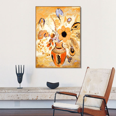 INVIN ART Framed Canvas Series#023 by Odilon Redon Wall Art Living Room Home Office Decorations