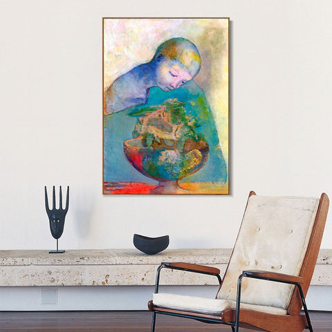 INVIN ART Framed Canvas Series#031 by Odilon Redon Wall Art Living Room Home Office Decorations