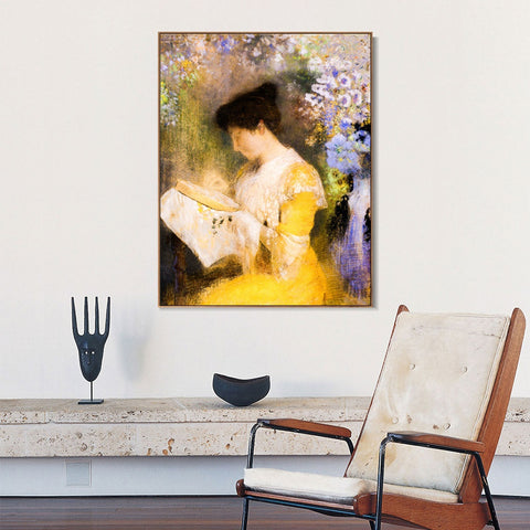 INVIN ART Framed Canvas Portrait of Madame by Odilon Redon Wall Art Living Room Home Office Decorations