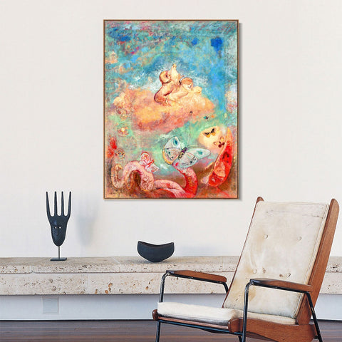 INVIN ART Framed Canvas Series#046 by Odilon Redon Wall Art Living Room Home Office Decorations