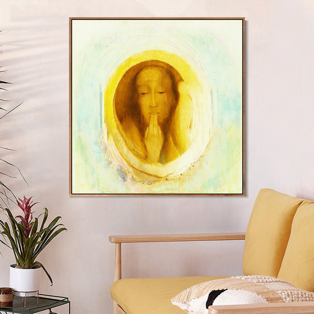 INVIN ART Framed Canvas Le Silence by Odilon Redon Wall Art Living Room Home Office Decorations