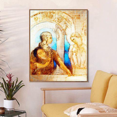 INVIN ART Framed Canvas The Mystical Knight by Odilon Redon Wall Art Living Room Home Office Decorations