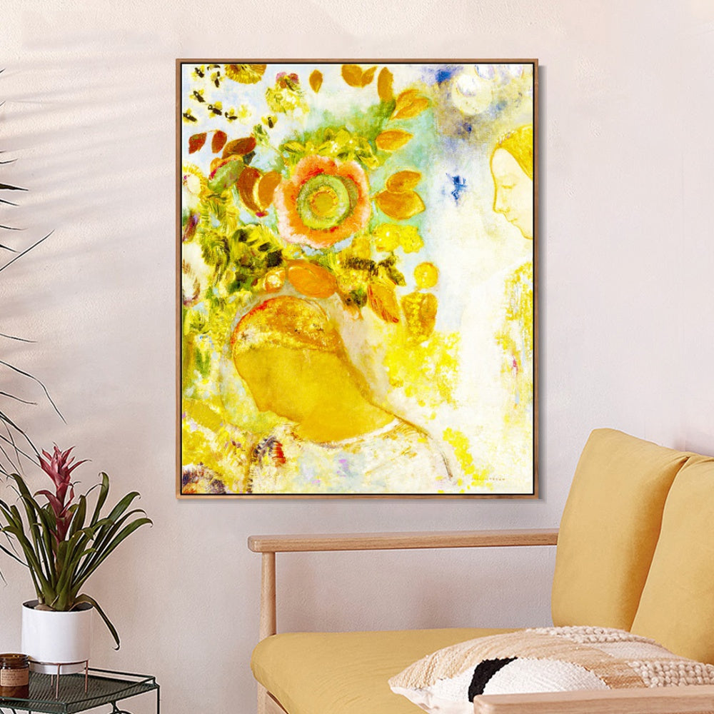INVIN ART Framed Canvas Series#077 by Odilon Redon Wall Art Living Room Home Office Decorations