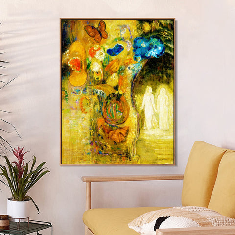 INVIN ART Framed Canvas Series#082 by Odilon Redon Wall Art Living Room Home Office Decorations