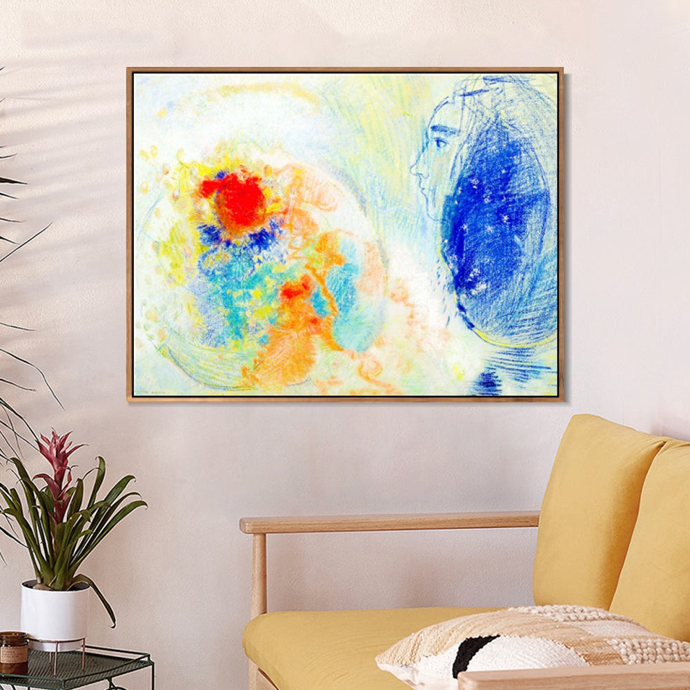 INVIN ART Framed Canvas Series#091 by Odilon Redon Wall Art Living Room Home Office Decorations