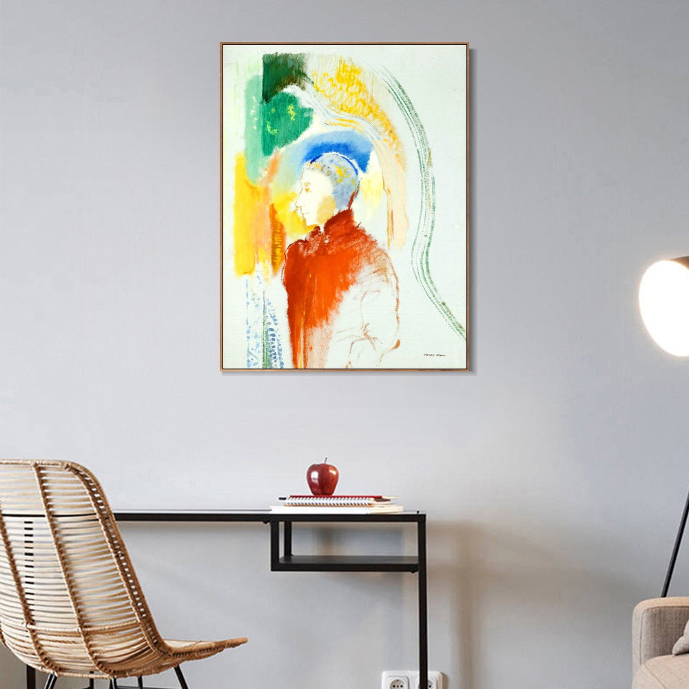 INVIN ART Framed Canvas A Figure by Odilon Redon Wall Art Living Room Home Office Decorations