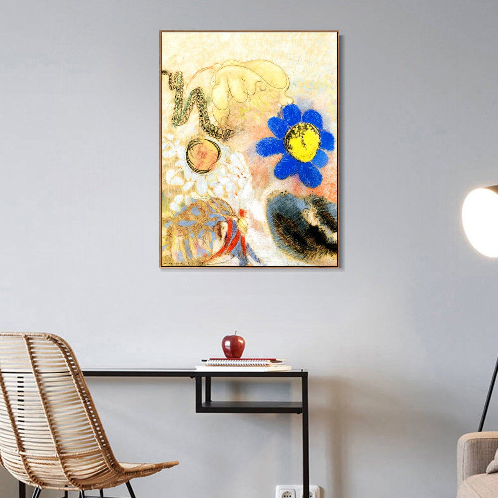 INVIN ART Framed Canvas Series#109 by Odilon Redon Wall Art Living Room Home Office Decorations
