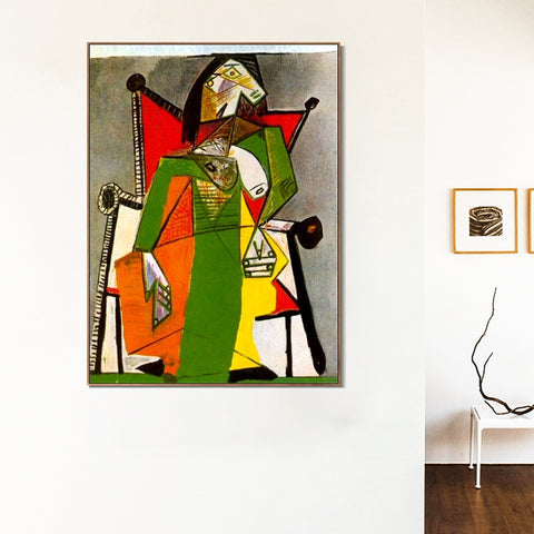 INVIN ART Framed Canvas Giclee Print Art 1941 Femme assise dans un fauteuil 2 by Pablo Picasso Wall Art Living Room Home Office Decorations