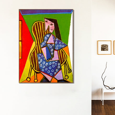 INVIN ART Framed Canvas Giclee Print Art 1941 Femme assise dans un fauteuil by Pablo Picasso Wall Art Living Room Home Office Decorations