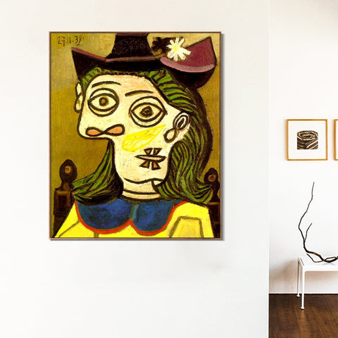 INVIN ART Framed Canvas Giclee Print Art 1939 Woman's head with purple hat by Pablo Picasso Wall Art Living Room Home Office Decorations