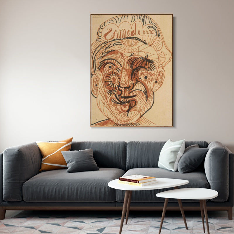 INVIN ART Framed Canvas Giclee Print Art Man's head#1 by Pablo Picasso Wall Art