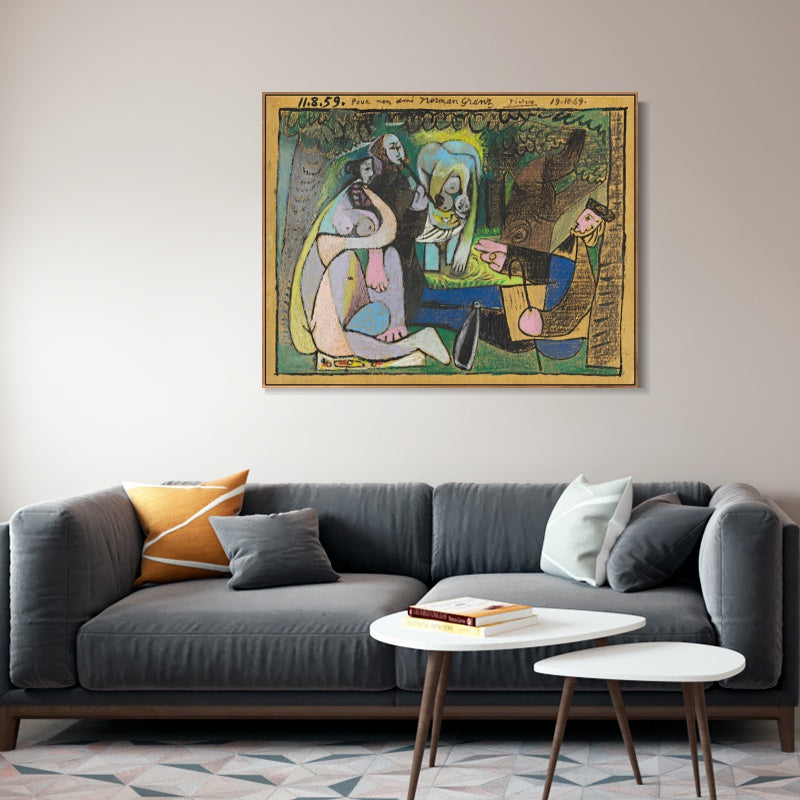 INVIN ART Framed Canvas Giclee Print Art 1960 Desert on the grass (Manet) by Pablo Picasso Wall Art
