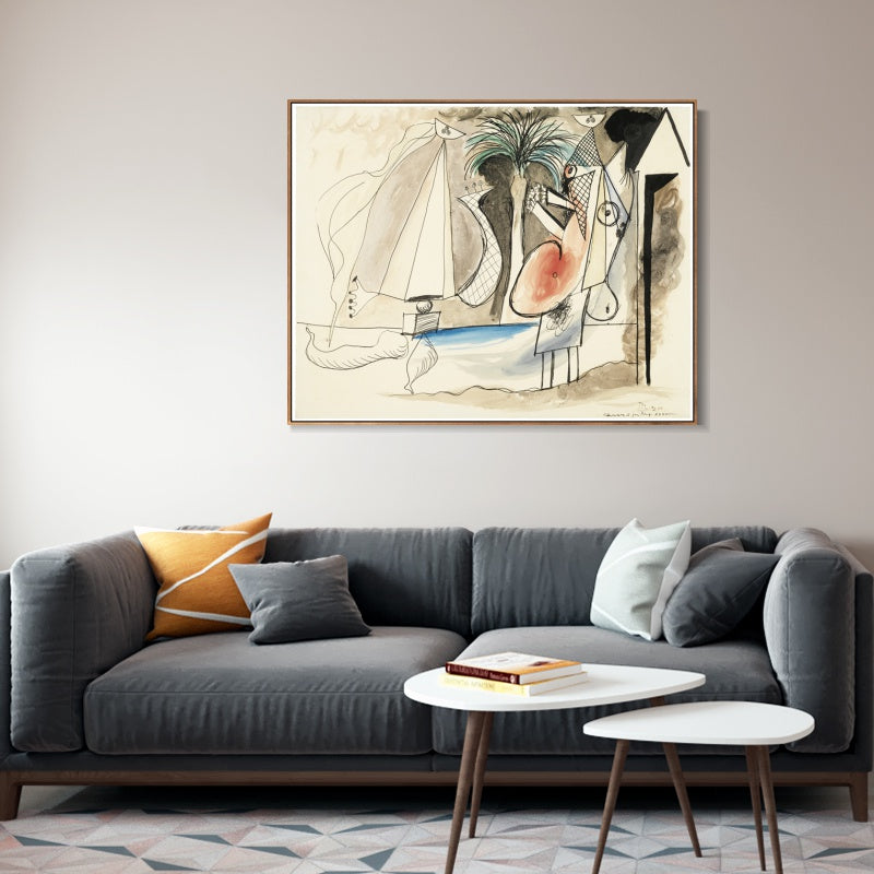 INVIN ART Framed Canvas Giclee Print Art Series#466 by Pablo Picasso Wall Art